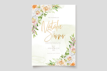 beautiful hand drawn roses wedding invitation card set 