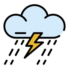 Storm rain cloud icon. Outline storm rain cloud vector icon color flat isolated