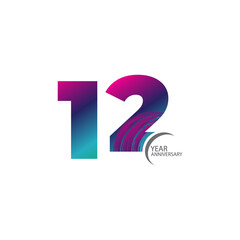 12th anniversary event party. Vector illustration. numbers template for Celebrating.