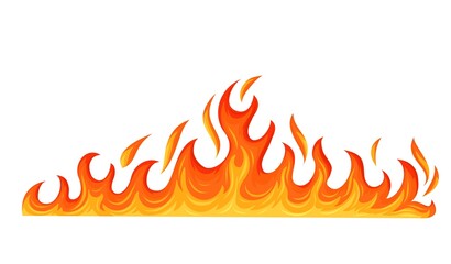 Fire flame. Hot flaming element. Bonfire and fiery border decorative element. Red and orange blaze vector illustration.