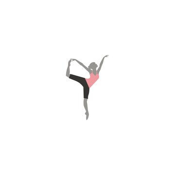 Silhouette of a dancing girl of triangle particles logo for ballet school dance studio Low poly style