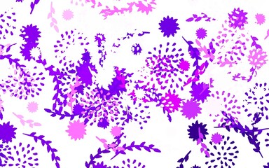 Light Purple vector doodle pattern with flowers, roses.
