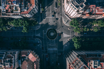 Bird's Eye View of the Streets and Blocks of Barcelona Spain