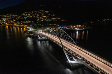 Illuminated Cable Stayed Bridge at Night