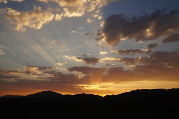Hiking in the mountains near Eilat, sunset time