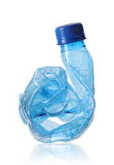 crushed empty plastic bottle