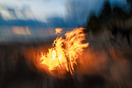Closeup of Burning fire and flames