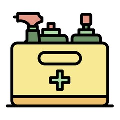 Sanitation tools icon. Outline sanitation tools vector icon color flat isolated