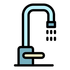 Metal faucet icon. Outline metal faucet vector icon color flat isolated