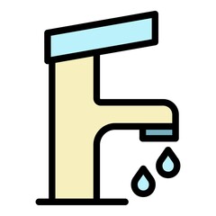 Water tap icon. Outline water tap vector icon color flat isolated