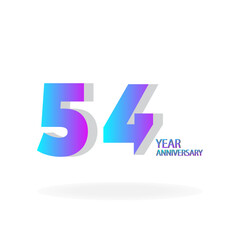 54 th anniversary event party. Vector illustration. numbers template for Celebrating.
