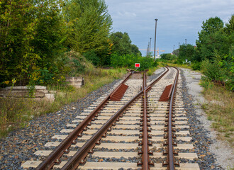 Switch on a railroad track. Concept image  for decisions, choices, life path, 