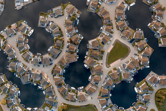 Bird's Eye View of Lemmer Marina in the Netherlands