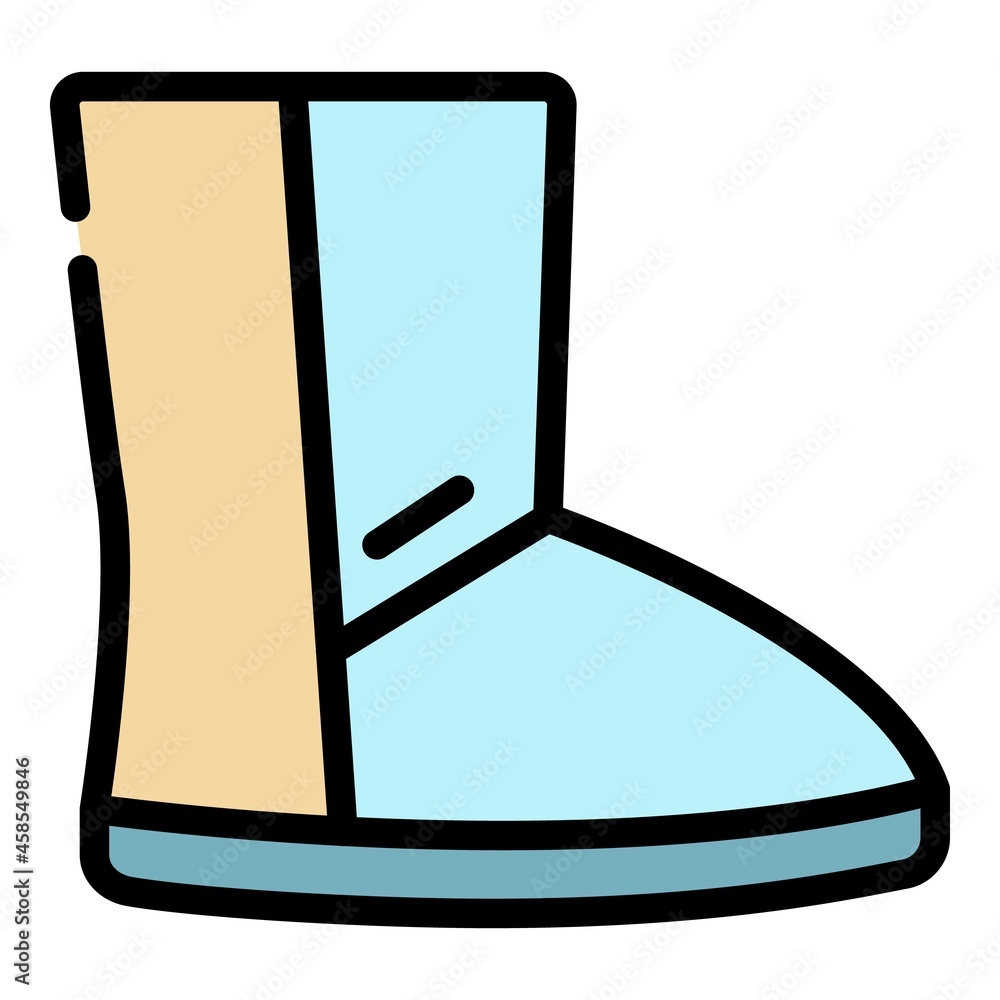 Poster casual ugg boot icon. outline casual ugg boot vector icon color flat isolated
