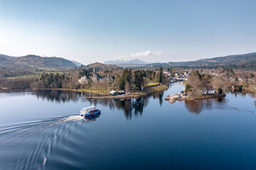 Tour Boat on Loch Ness Returning to Fort Augustus in Scotland