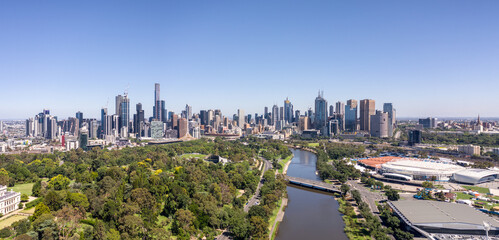Naklejka premium Melbourne City Skyline Australia in the Summer