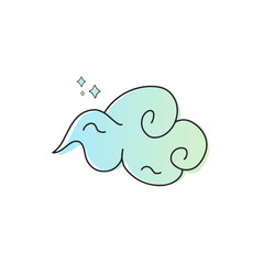 Traditional asian cloud illustration in modern cartoon style. Vector art.