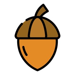 Acorn nut icon. Outline acorn nut vector icon color flat isolated