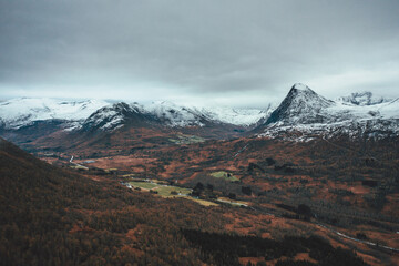 Dark Norwegian Landscape on a Misty Morning