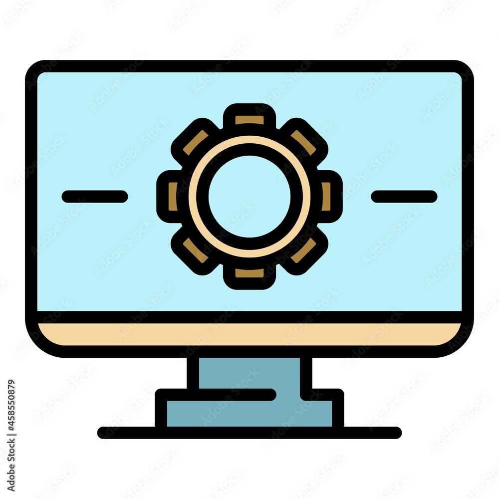 Poster desktop update icon. outline desktop update vector icon color flat isolated