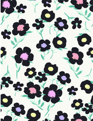 Fototapeta na wymiar flower vector grunge seamless pattern print 