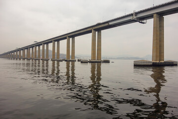 Fototapeta na wymiar Rio Niteroi Bridge in Guanabara Bay, Rio de Janeiro, Brazil