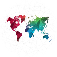 World Map - Abstract polygon vector illustration low poly colorful style gradient graphic on white background