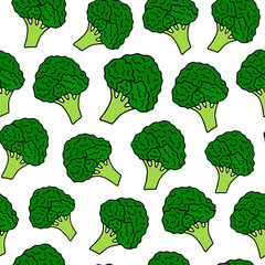 Seamless pattern with broccoli.