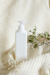 White Plastic dispenser bottles with body cream