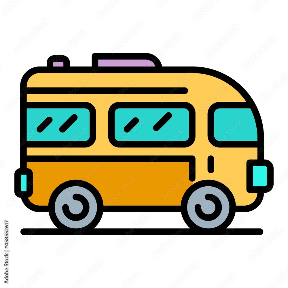Poster excursion bus icon. outline excursion bus vector icon color flat isolated