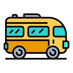 Excursion bus icon. Outline excursion bus vector icon color flat isolated