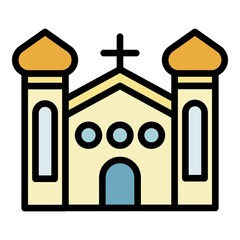 Christian church icon. Outline christian church vector icon color flat isolated