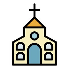 Religion church icon. Outline religion church vector icon color flat isolated