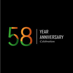 58 th anniversary event party. Vector illustration. numbers template for Celebrating.
