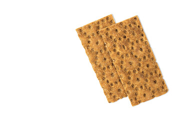 Rye crispbread on white. Diet food isolated.