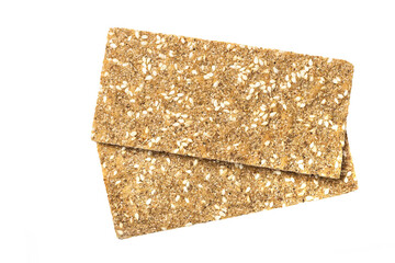 Rye crispbread on white. Diet food isolated.