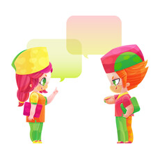 Cute characters doctors with text bubbles