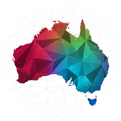 Australia Map - Abstract polygon vector illustration low poly colorful style gradient graphic on white background