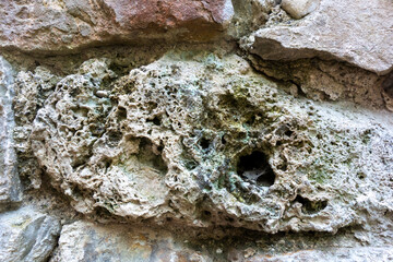 Stone wall of castle ruins