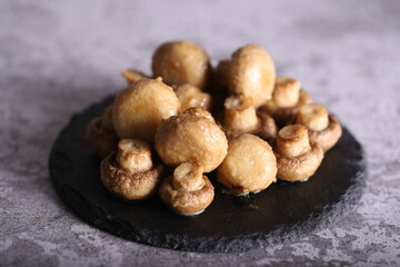 mushrooms baked in the oven are on the table