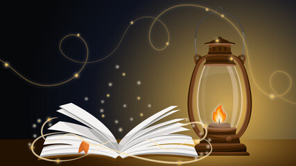 book reading, books and glowing lamp, cozy reading, kerosene vintage lamp, vintage, magic book with candle