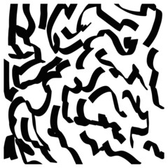 Black paint brush strokes vector seamless pattern. Hand drawn curved and wavy lines with grunge circles. brush scribbles decorative texture. Messy doodles, bold curvy lines illustration.