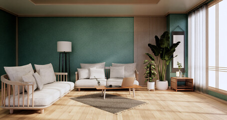 Mint Living Room Interior Design. 3D rendering
