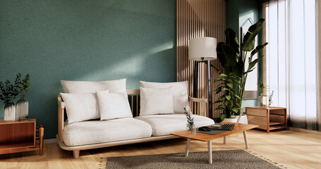 Mint Living Room Interior Design. 3D rendering