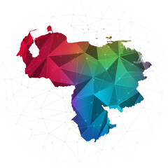 Venezuela Map - Abstract polygon vector illustration low poly colorful style gradient graphic on white background