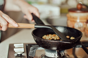 cooking in the kitchen