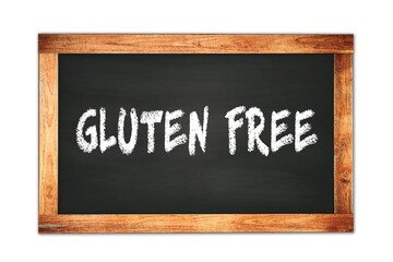 GLUTEN  FREE text written on wooden frame school blackboard.