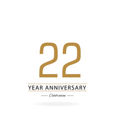 22 th anniversary event party. Vector illustration. numbers template for Celebrating.