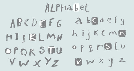 Vector cute english uppercase and lowcase alphabet