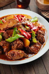 Chinese national dish dapanji with stewed chicken and potato